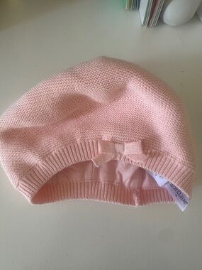 Janie and Jack Pink Knit Beret with Bow - Kids Accessories